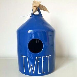 Rae Dunn Blue TWEET Twitter Birdhouse Ceramic Cute